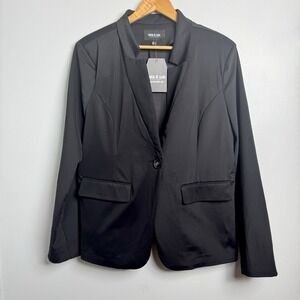 OOKIE & LALA Black Women's Sz XL inverted collar single button blazer NWT